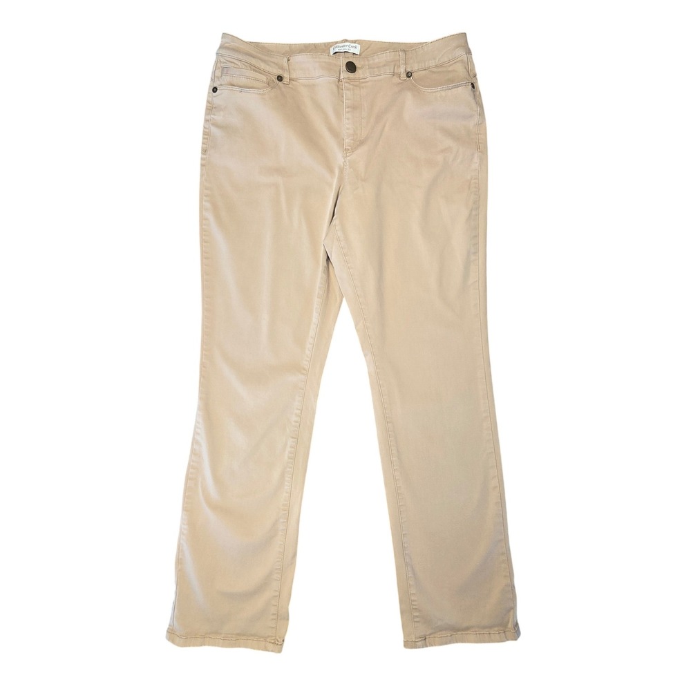 Coldwater Creek Natural Fit Tan Khaki Straight Leg Pants Womens 14 Cotton Blend